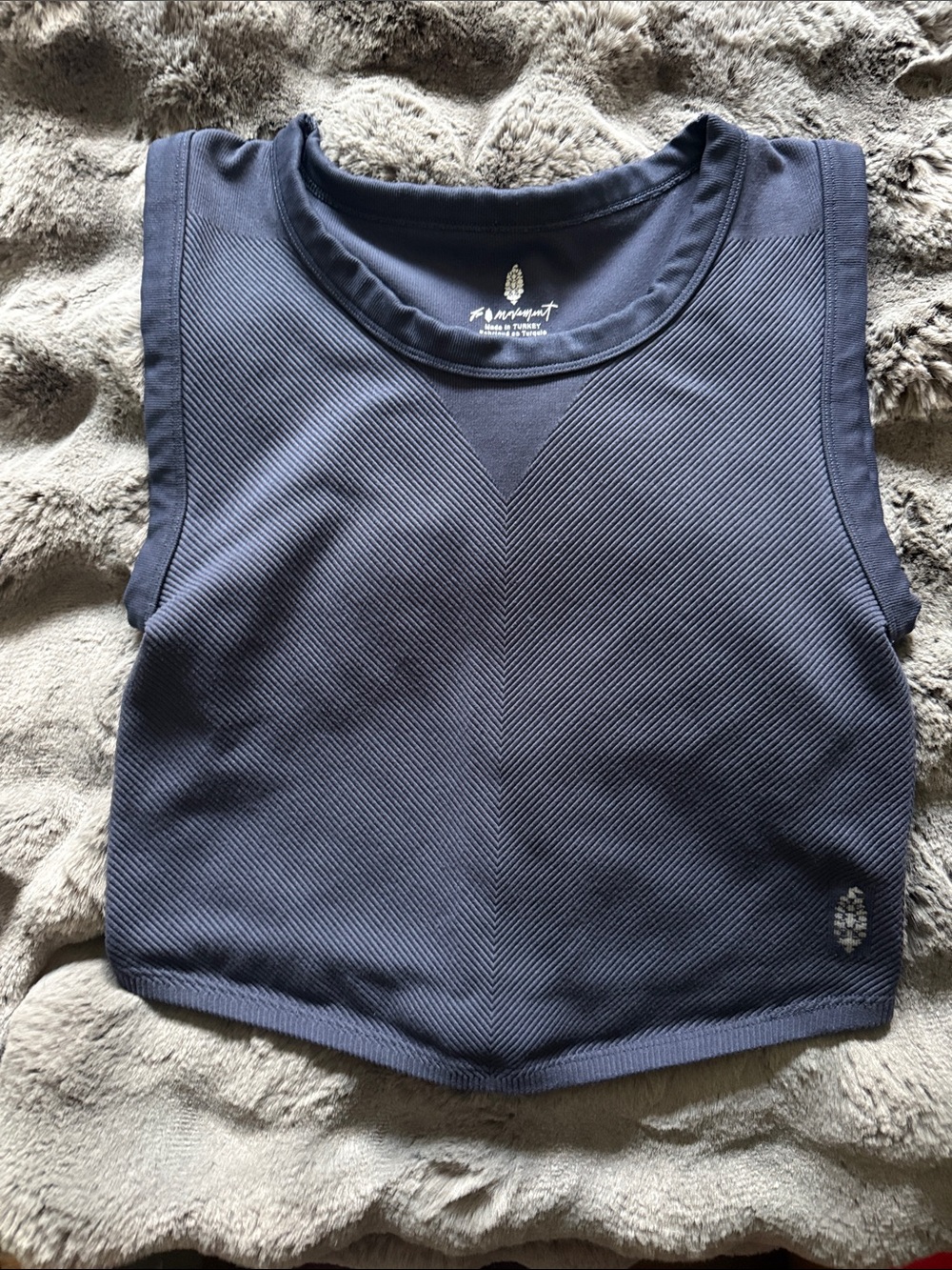Free People Movement Navy Textured Cropped Performance Tank